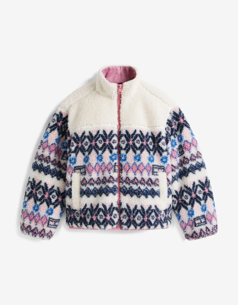 Girls Fair Isle Teddy Jacket in Ivory