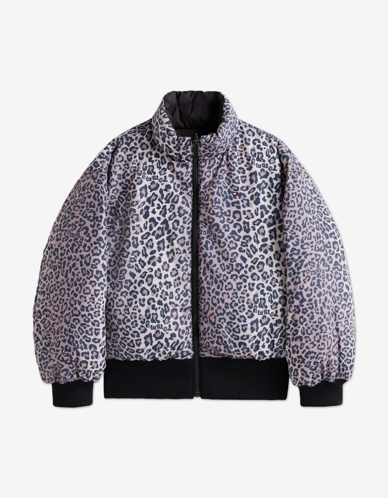 Girls Reversible Puffer Bomber in Black
