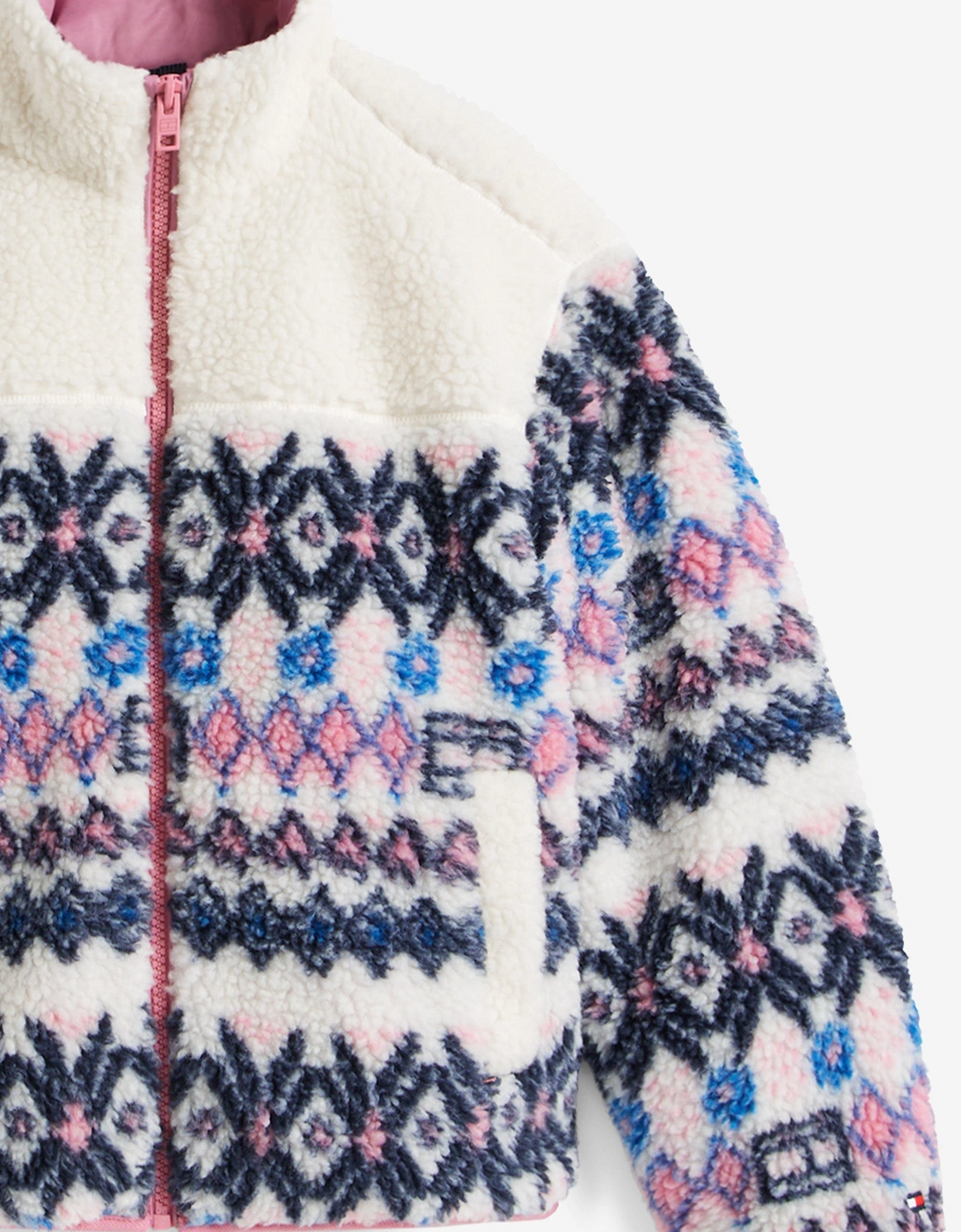 Girls Fair Isle Teddy Jacket in Ivory