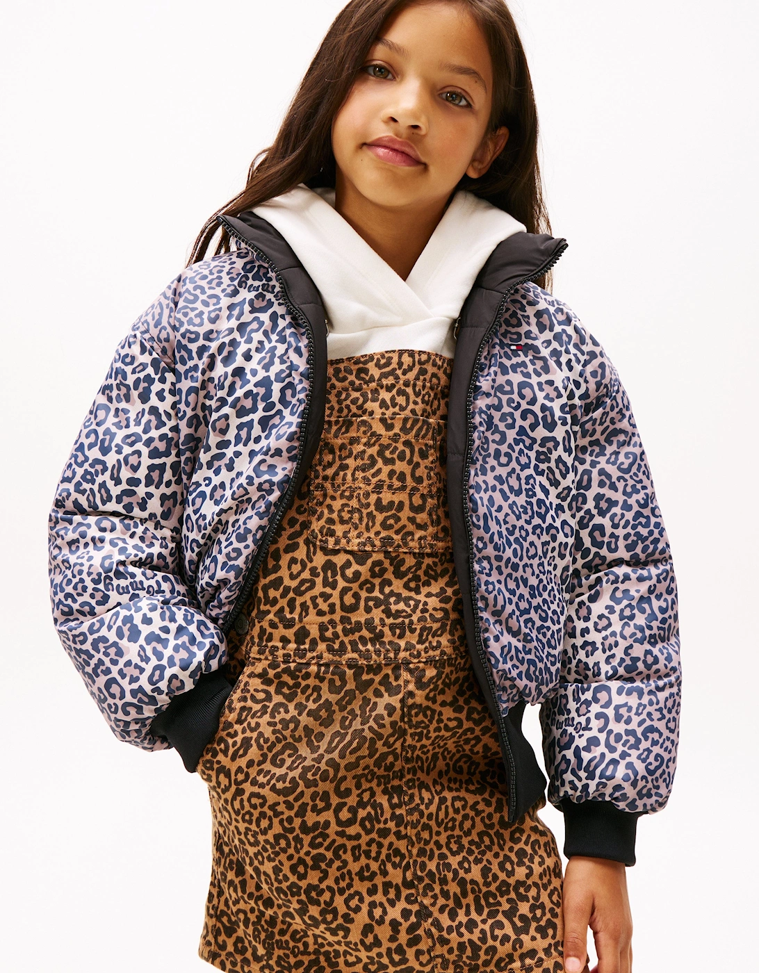 Girls Reversible Puffer Bomber in Black