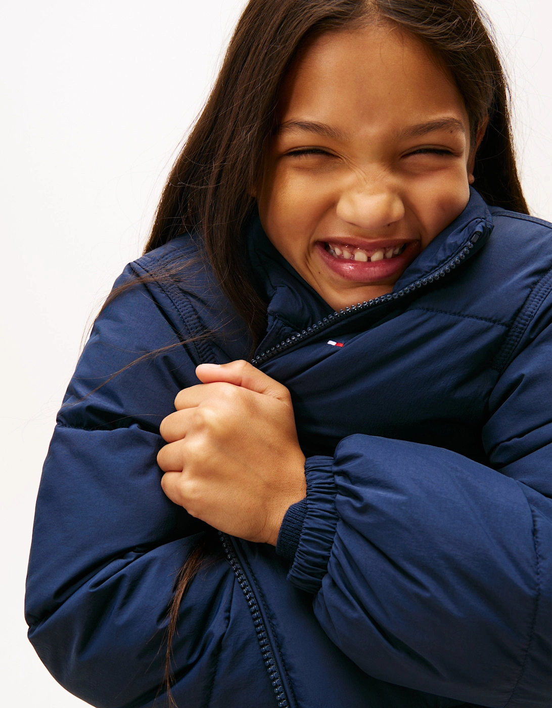 Kids Flag Puffer Jacket in Navy
