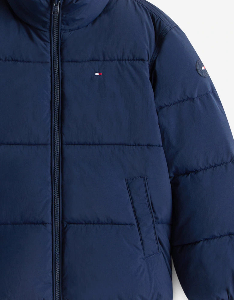 Kids Flag Puffer Jacket in Navy