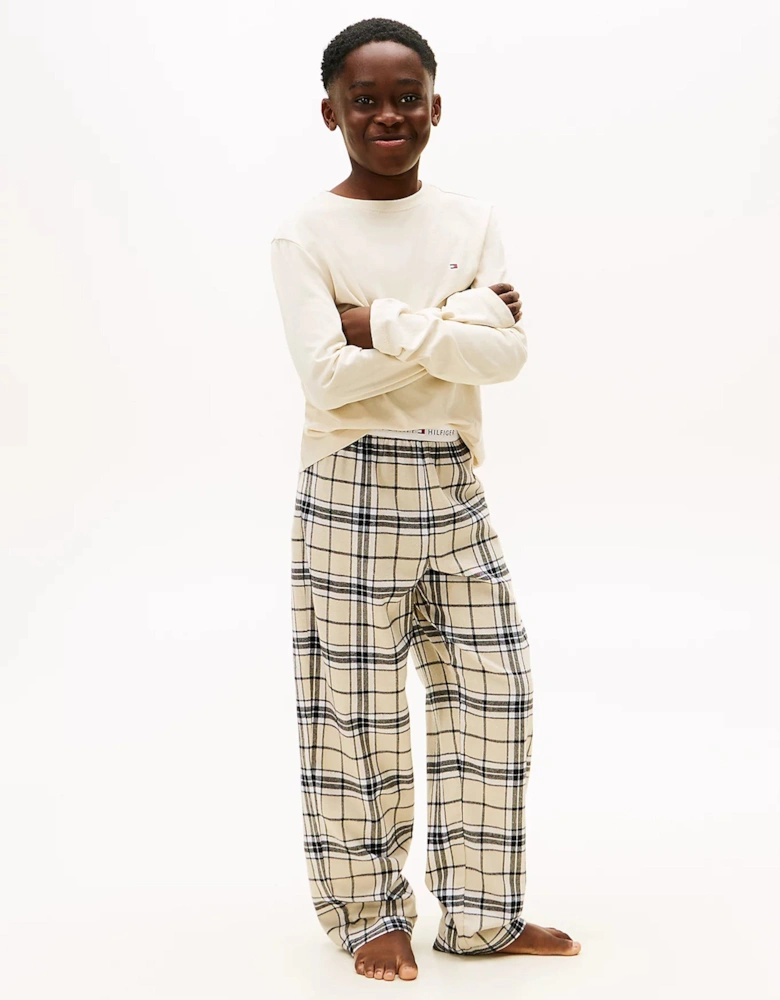 Boys Flannel PJ Set in Ivory