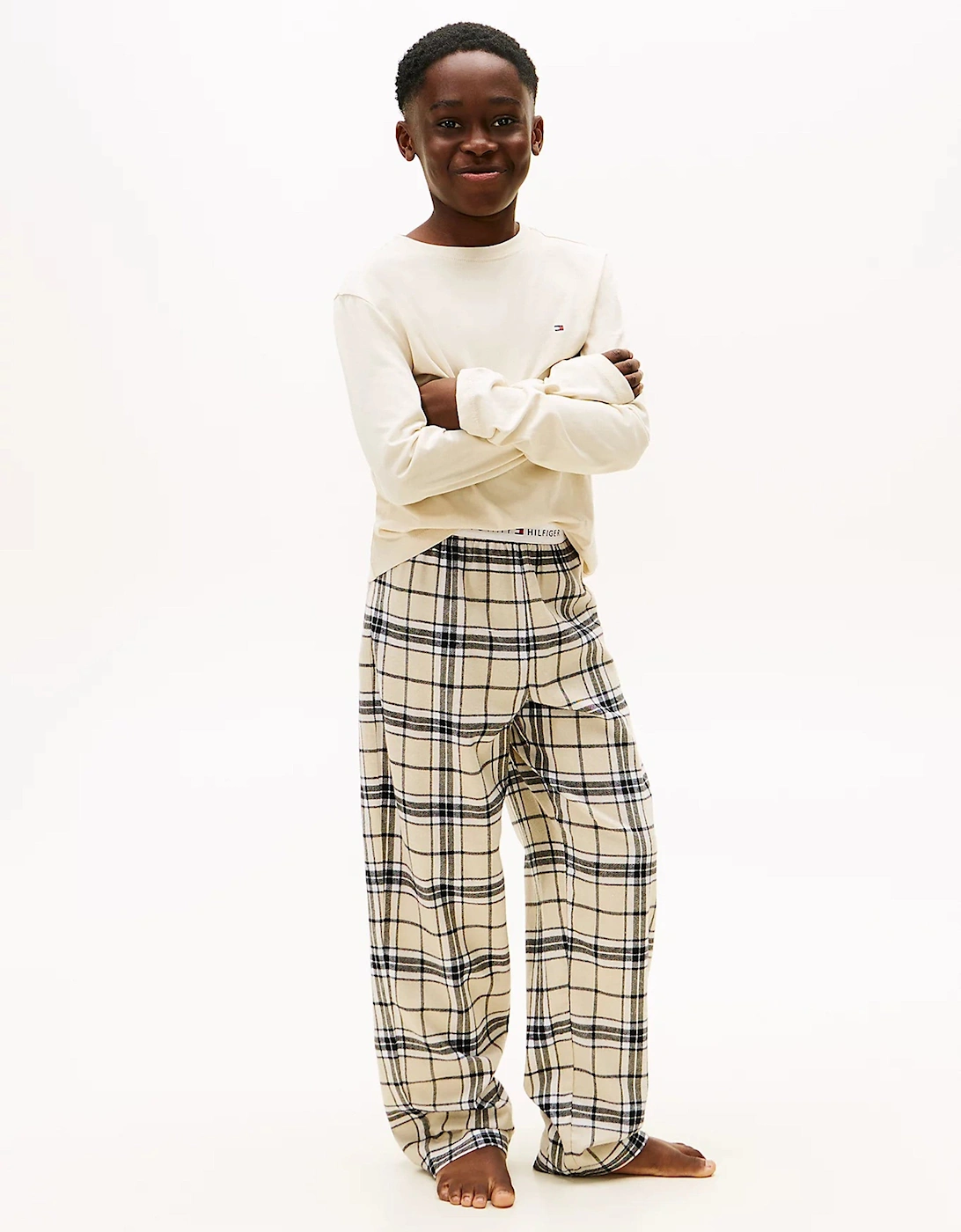 Boys Flannel PJ Set in Ivory