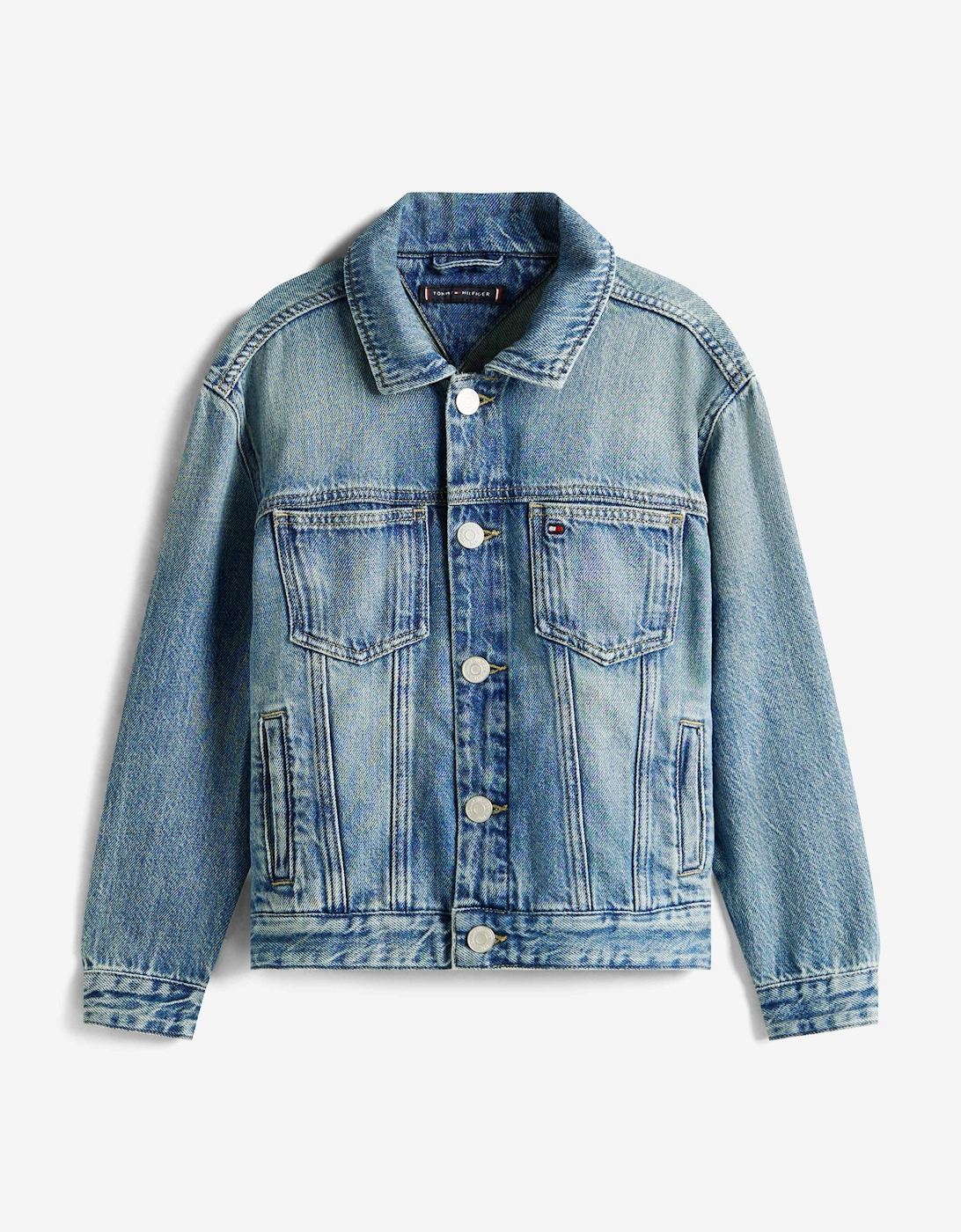 Boys Denim Flag Trucker Jacket in Blue, 5 of 4