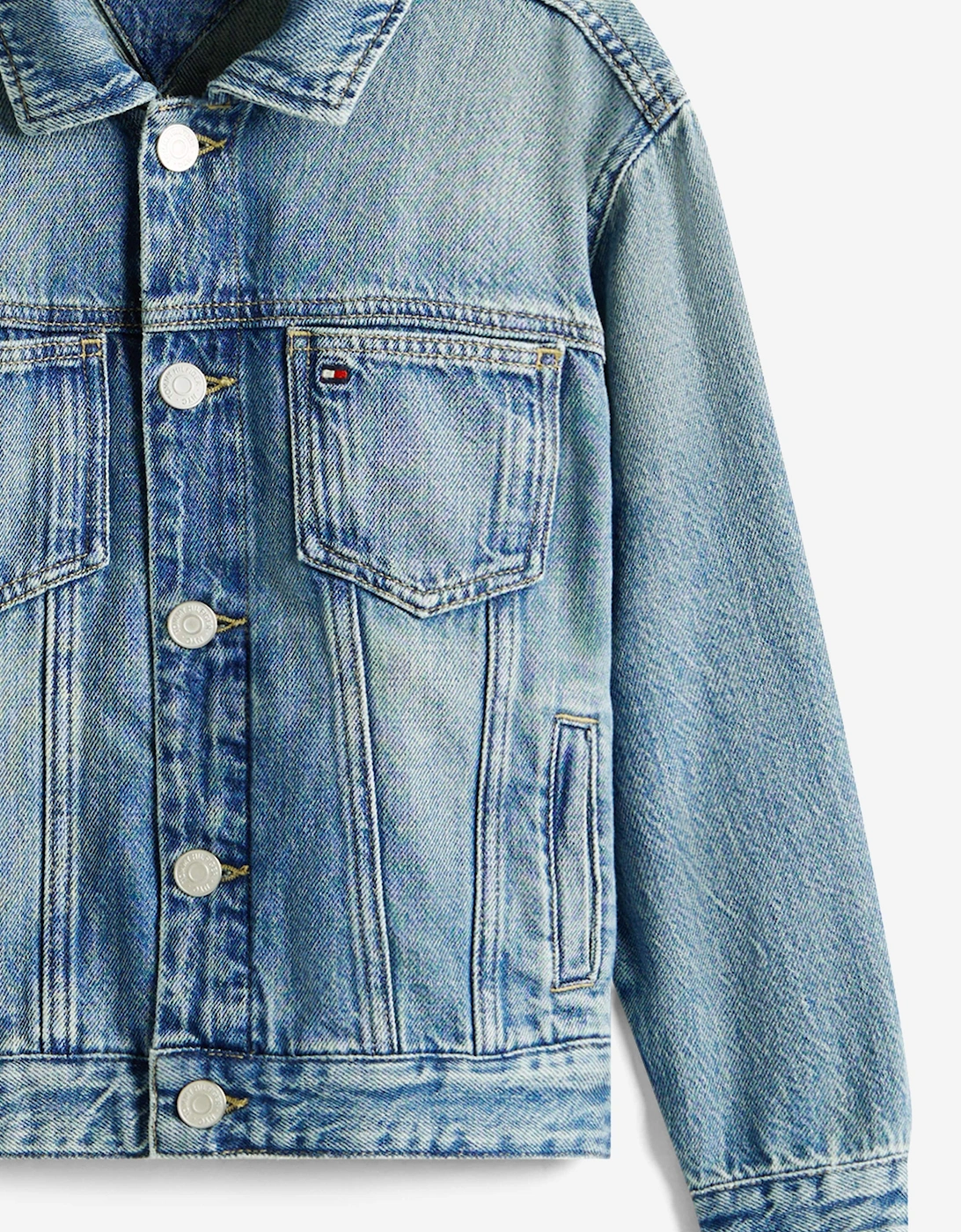 Boys Denim Flag Trucker Jacket in Blue