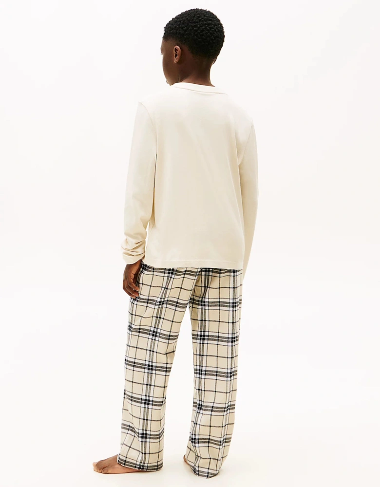 Boys Flannel PJ Set in Ivory