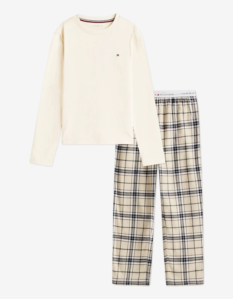 Boys Flannel PJ Set in Ivory