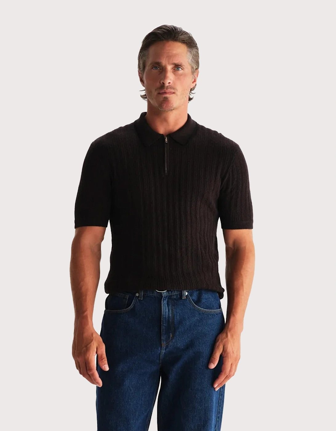 Bury Quarter Zip Knit Polo Shirt