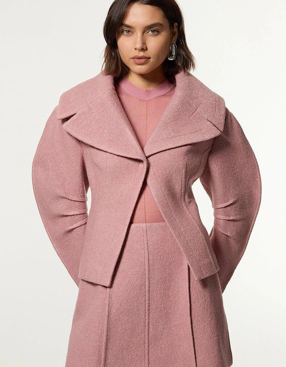 Textured Wool Blend Darted Tailored Mini Skirt, 2 of 1