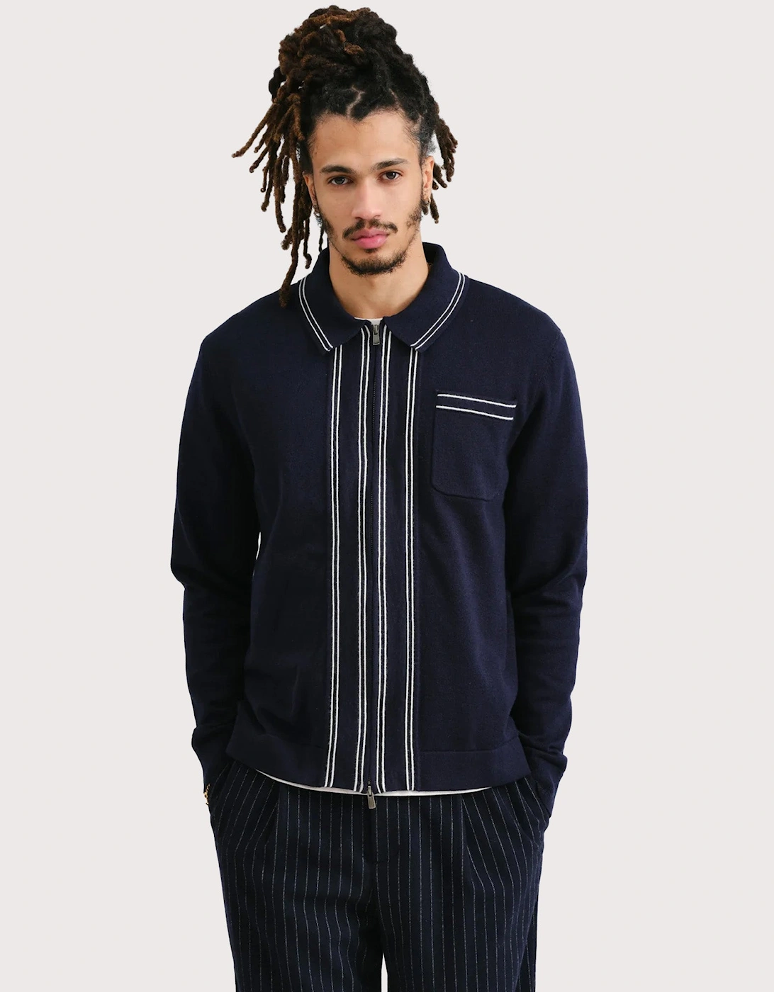Amble Polo Collar Zip Cardigan