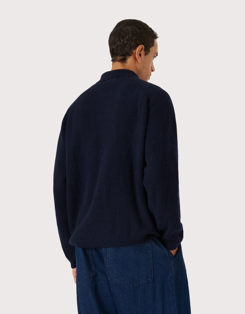 Relaxed Fit Wool Zip Cardigan