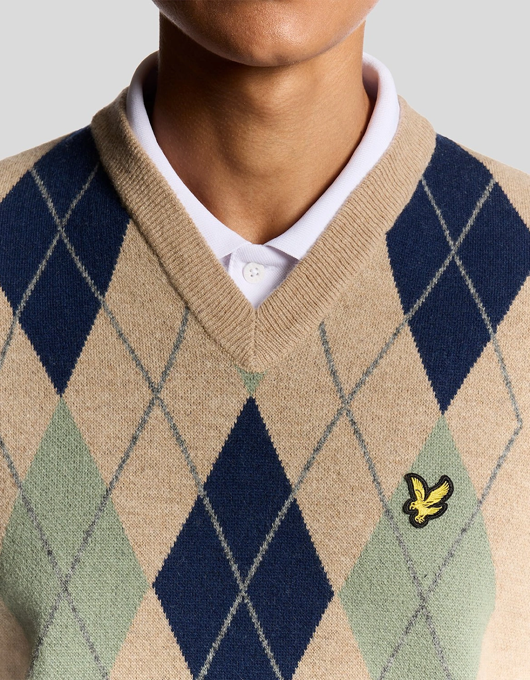 Lambswool Blend Arygle V Neck Jumper