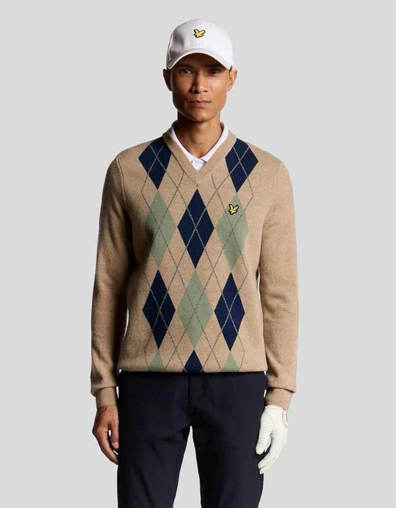 Lambswool Blend Arygle V Neck Jumper