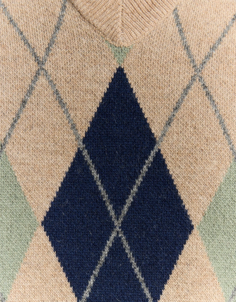 Lambswool Blend Arygle V Neck Jumper