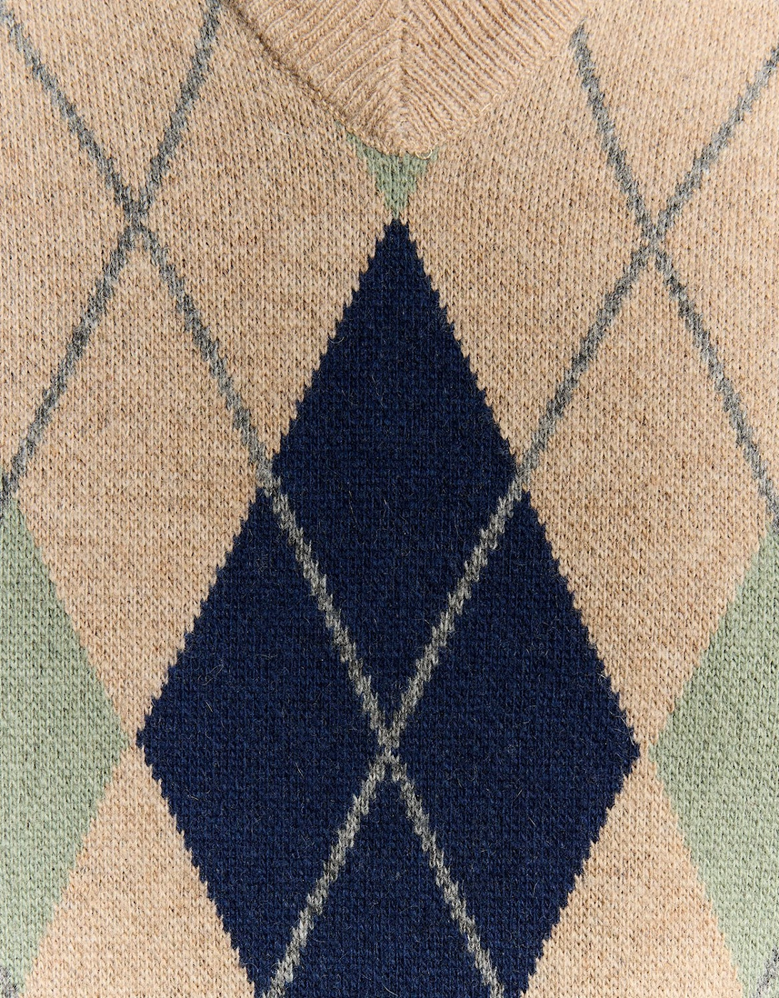 Lambswool Blend Arygle V Neck Jumper