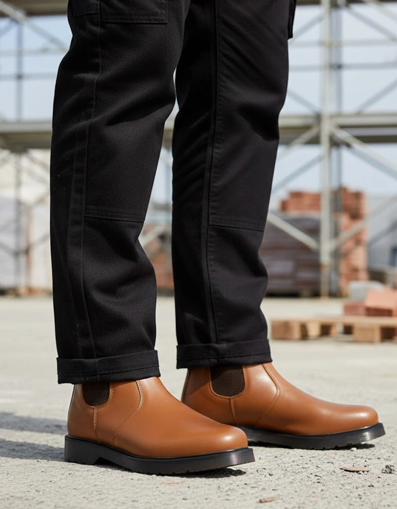 ELLIS Unisex Leather Air Cushioned Dealer Boots Tan