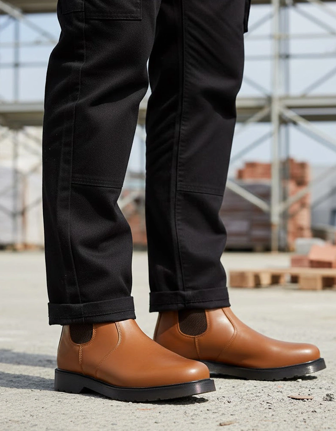 ELLIS Unisex Leather Air Cushioned Dealer Boots Tan