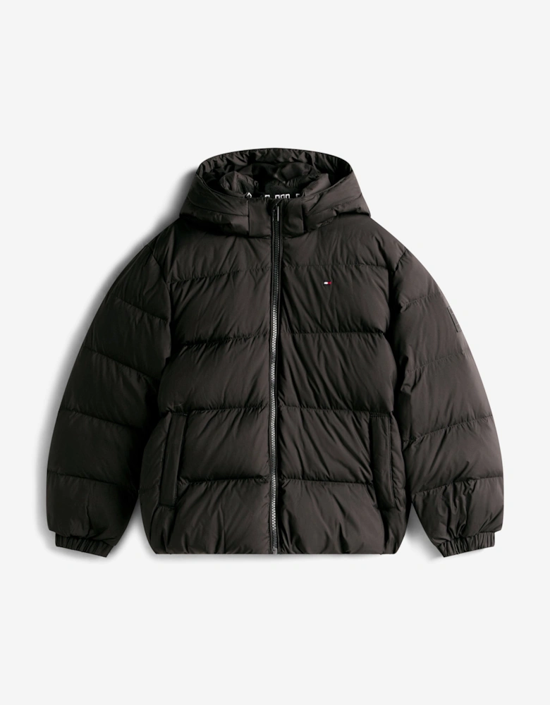 Boys Essential Down Puffer Jacket in Black