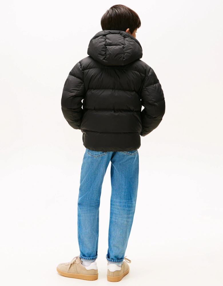 Boys Essential Down Puffer Jacket in Black