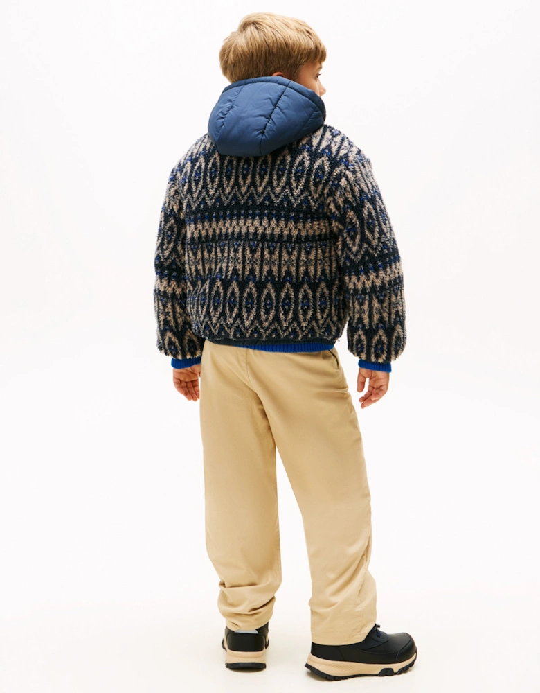 Boys Fair Isle Teddy Jacket in Navy