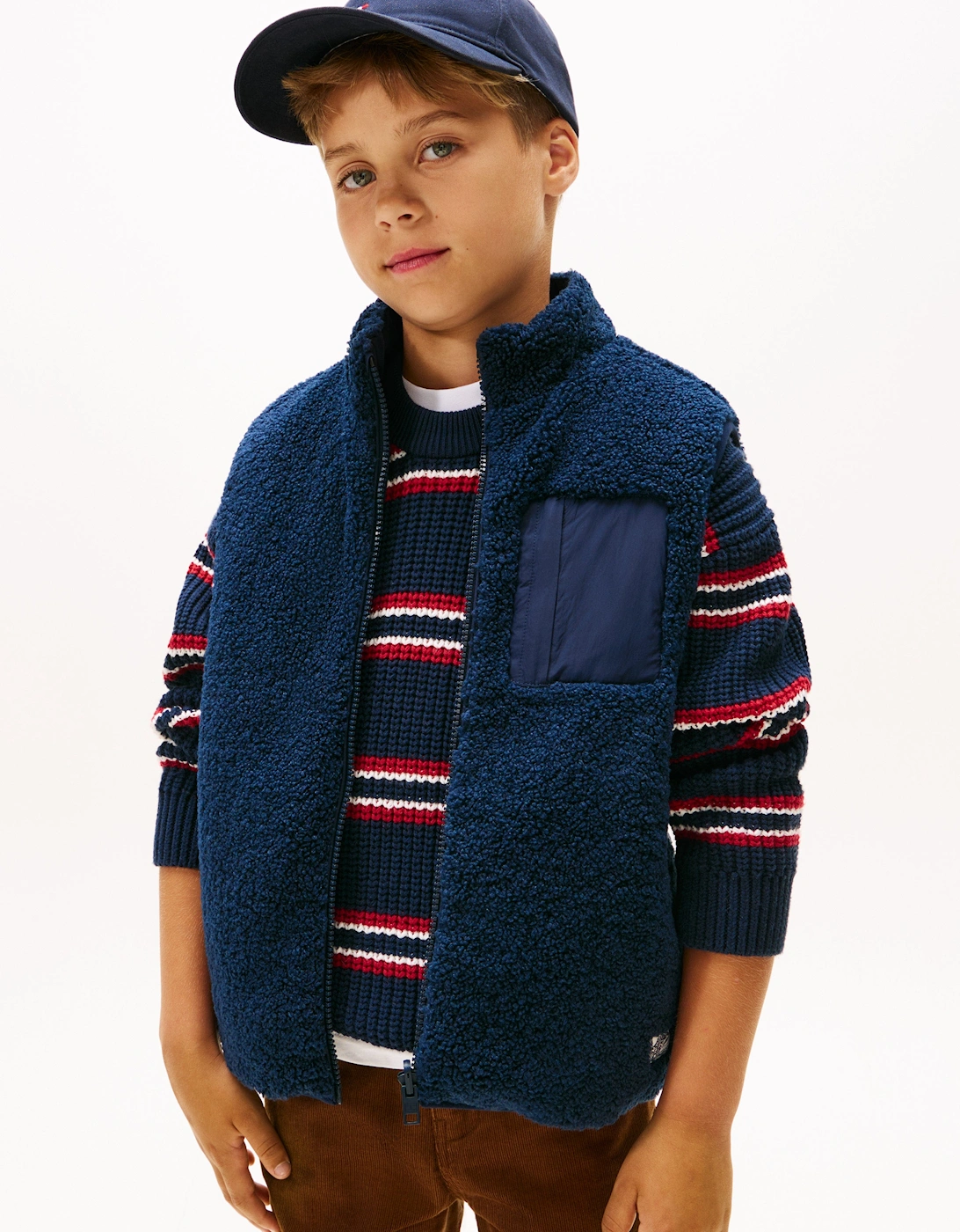 Kids Reversible Teddy Nylon Gilet in Navy