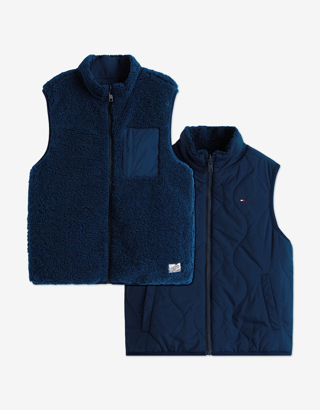 Kids Reversible Teddy Nylon Gilet in Navy, 7 of 6