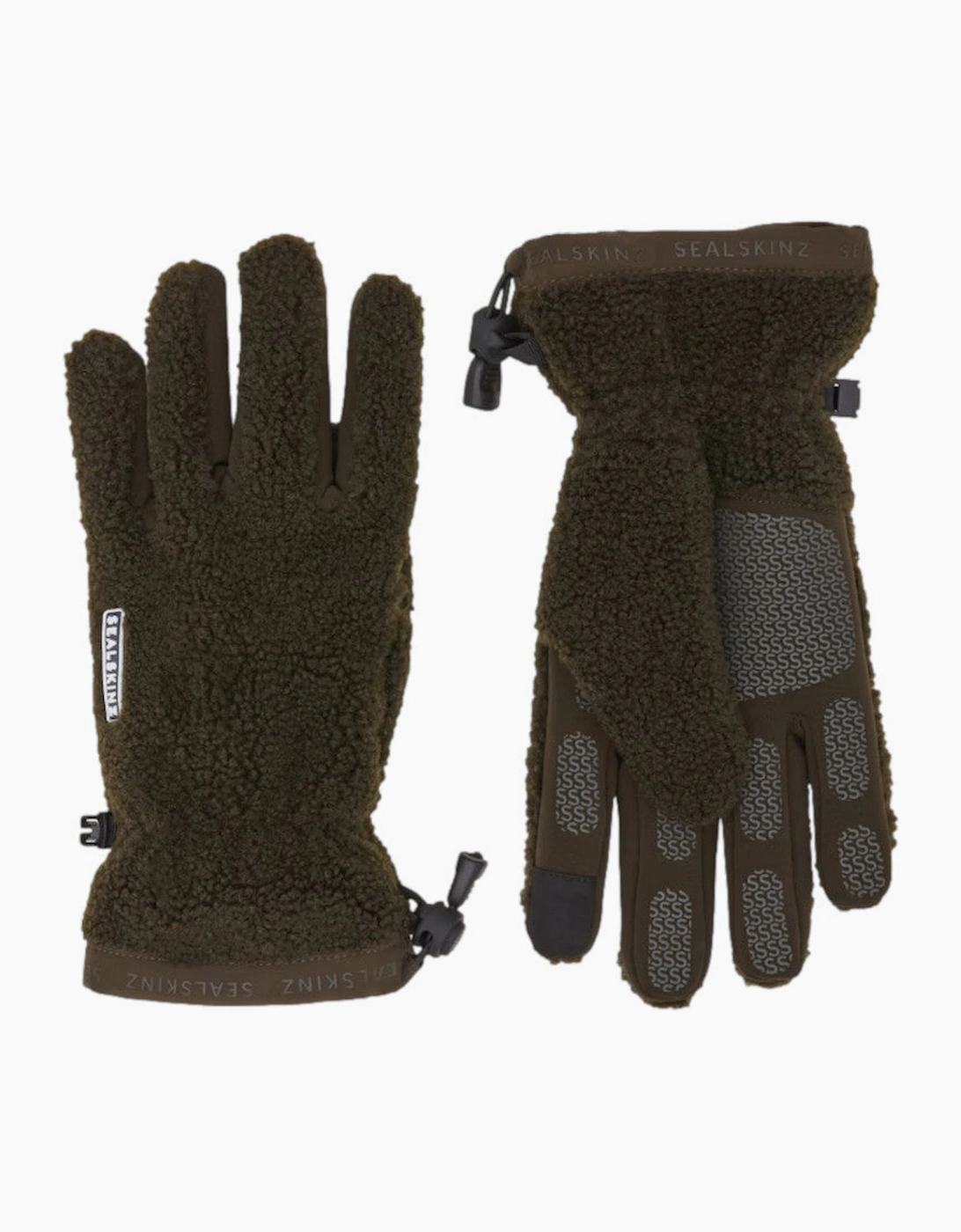 Men's Sealskinz Hoveton Sherpa Fleece Gloves Olive - Black - Size: S/M