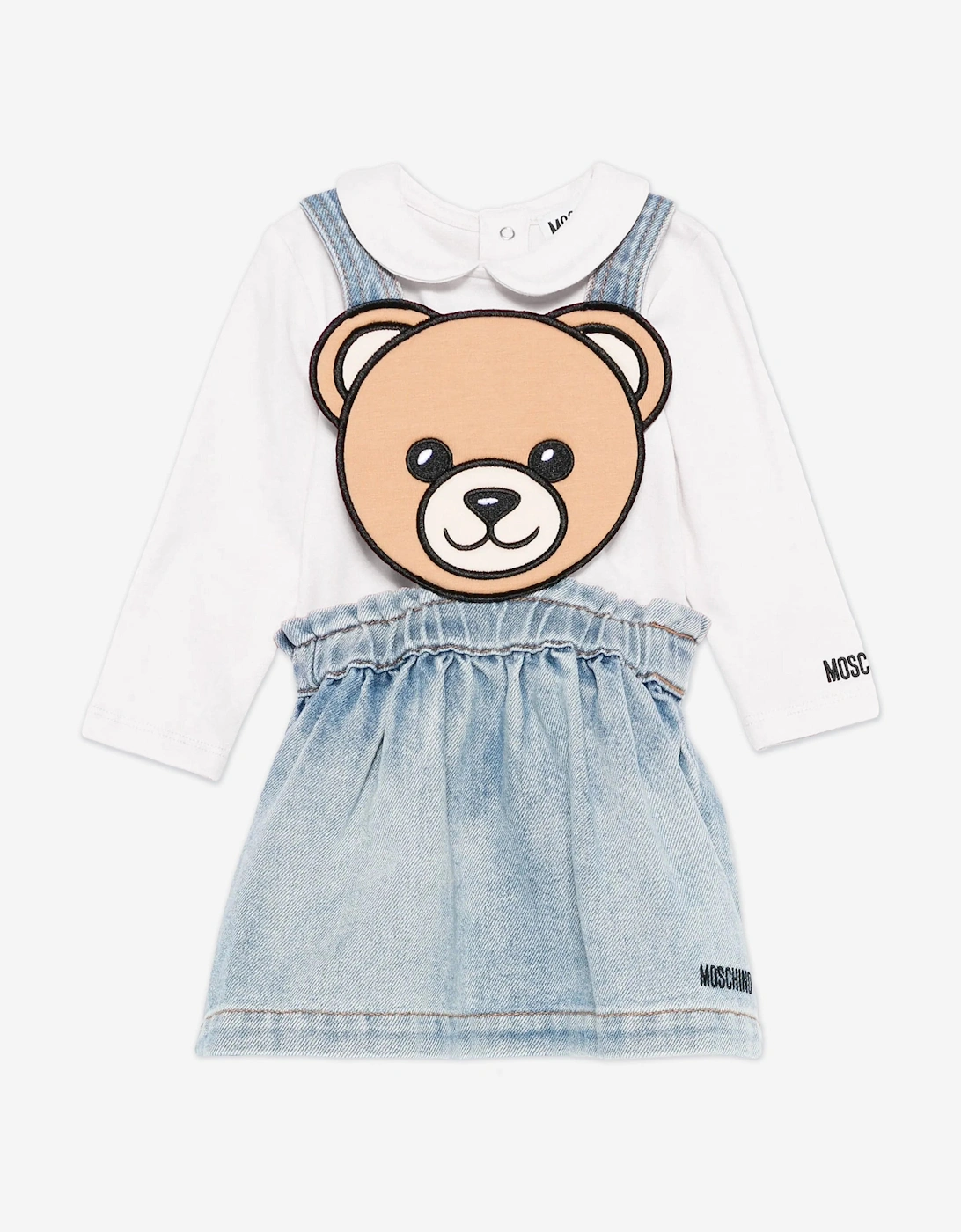 Baby Girls Bear Denim Skirt Set in Blue, 8 of 7