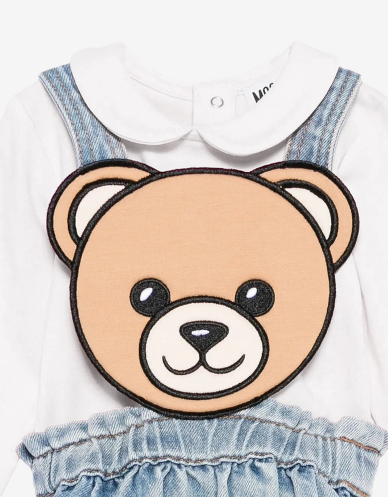 Baby Girls Bear Denim Skirt Set in Blue