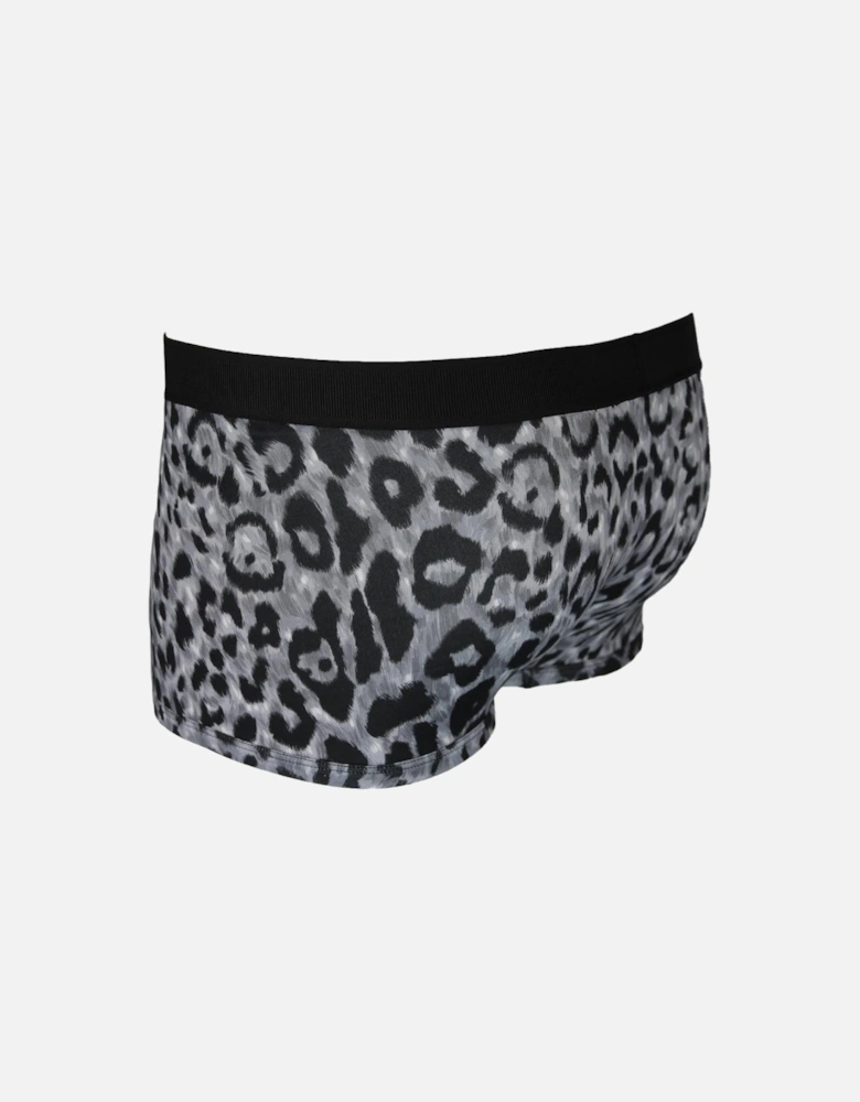 Organic Jersey  Leopard Low Rise Boxer Trunk with Tag waistband, Black/Grey