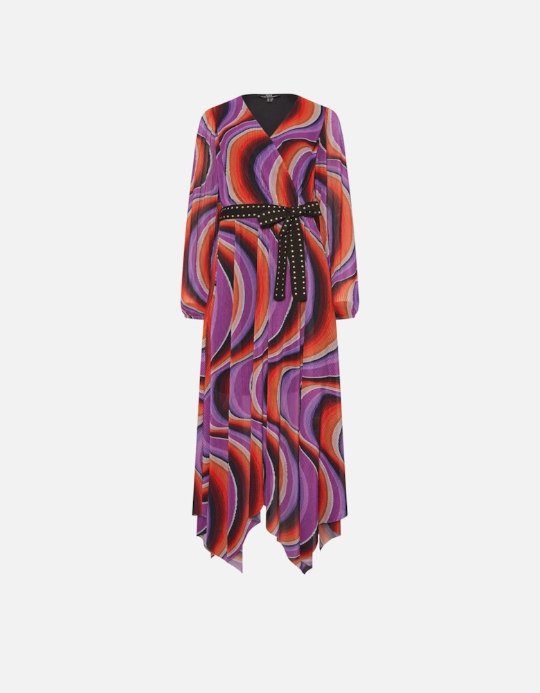 Abstract Mesh Pleated Maxi Dress