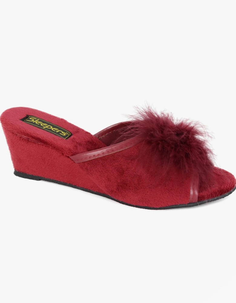 ANNE Womens Mules Slippers Burgundy