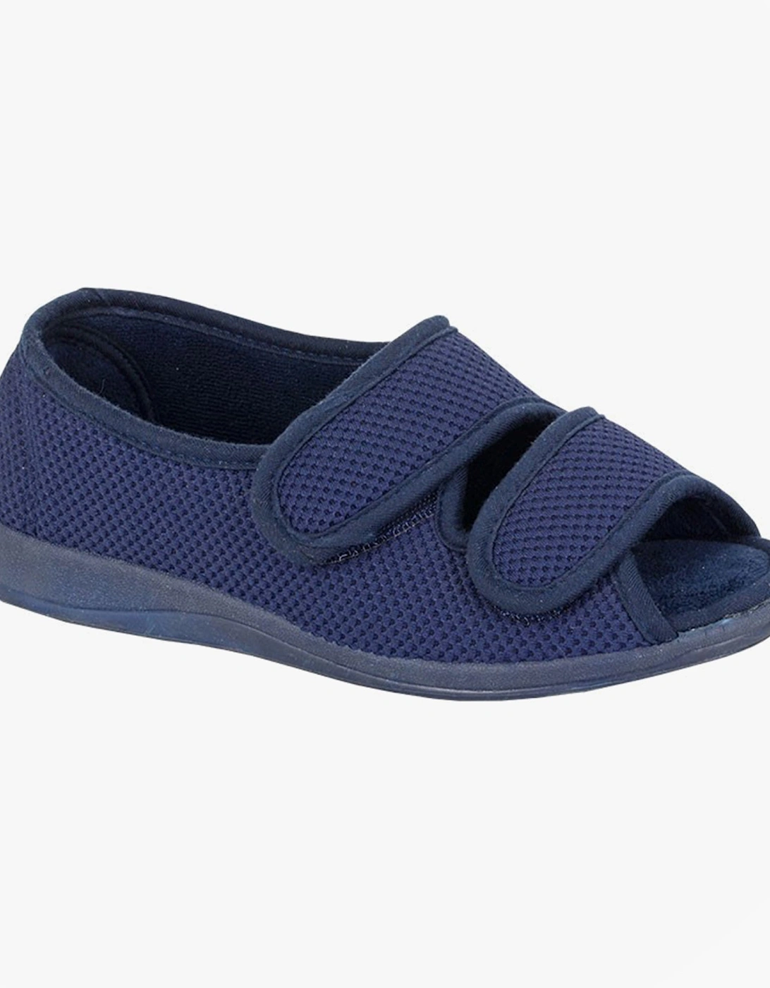 DORA Womens Touch Fasten/Velcro Slippers Navy, 2 of 1