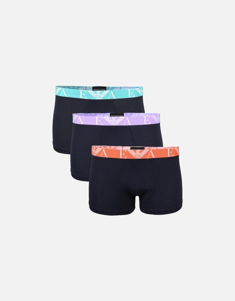 3-Pack Bold Monogram Boxer Trunks, Armani Blue