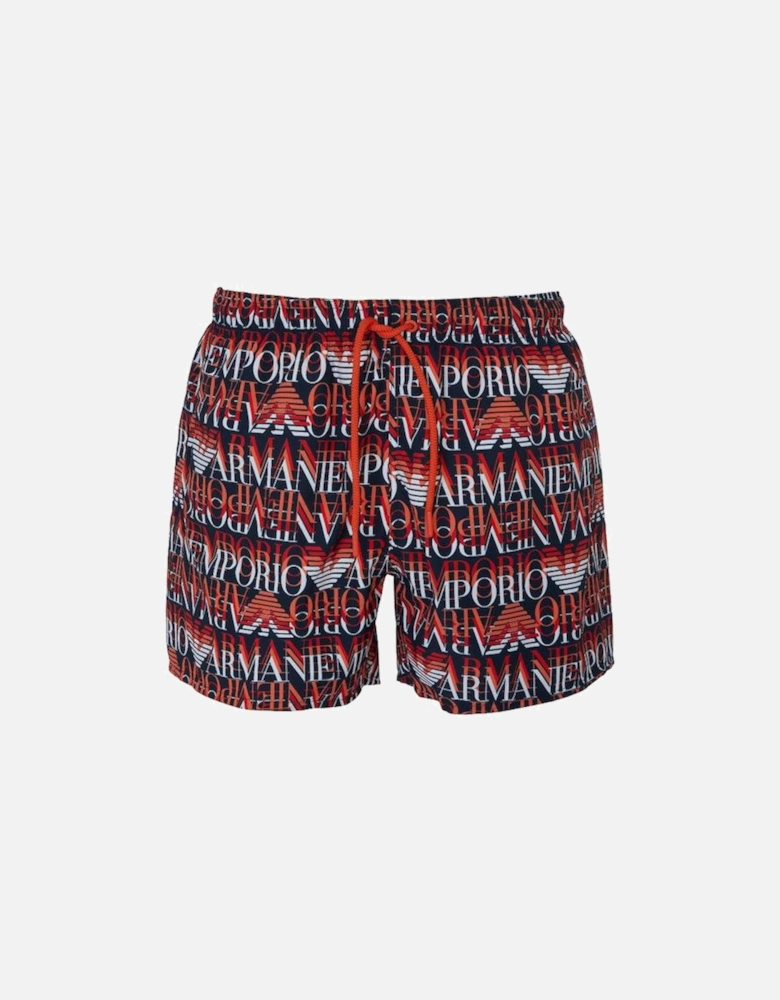 Macro Logo Swim Shorts, Blue/Orange