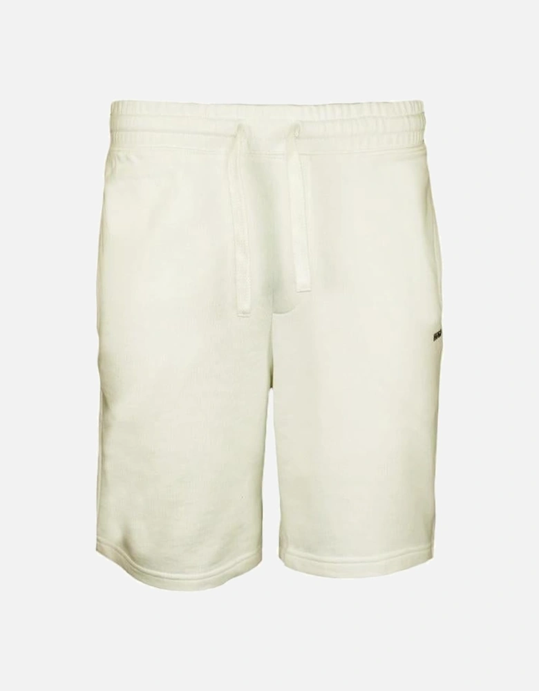 HUGO "Dayono" Relaxed-fit shorts in cotton terry with logo print, Natural