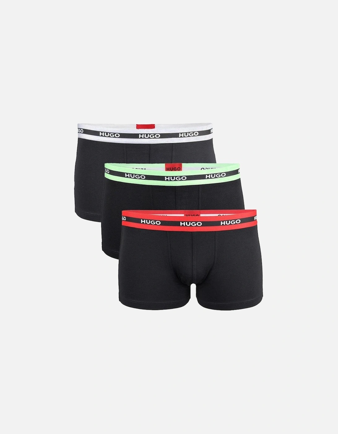 HUGO 3-Pack Cotton Stretch Boxer Trunks, Black/Multi, 5 of 4