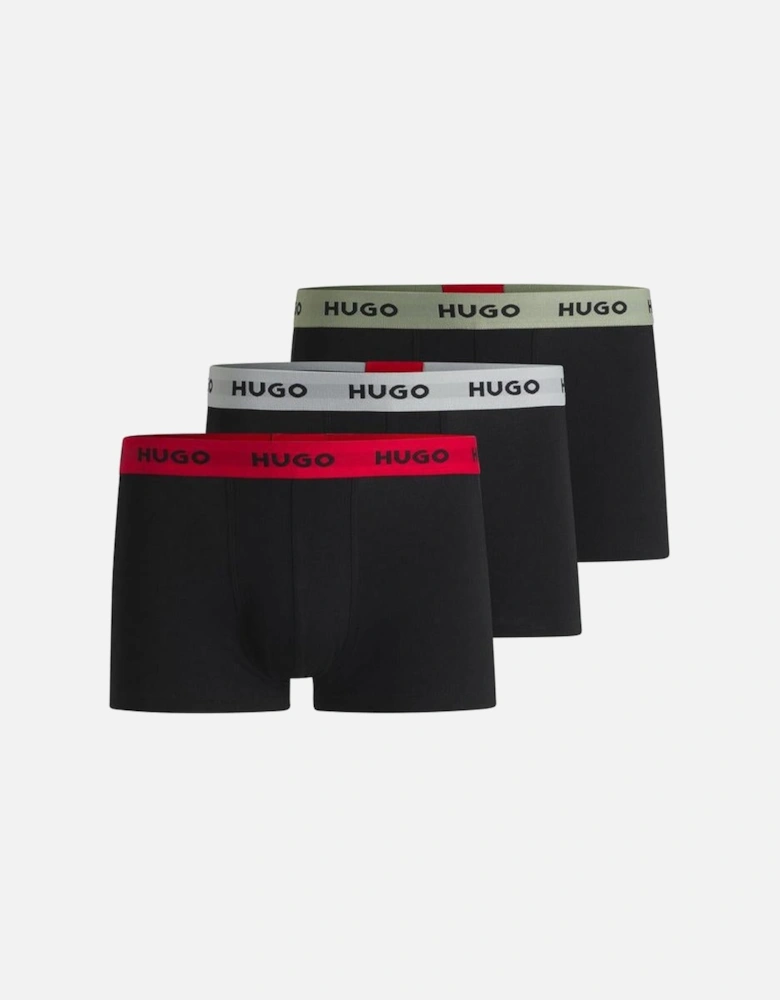 HUGO 3-Pack Cotton Stretch Boxer Trunks, Black/Multi