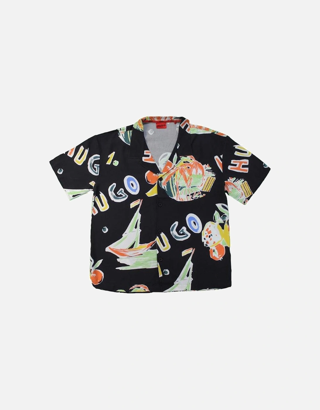 HUGO Relaxed Fit Beach Shirt, Black, 2 of 1