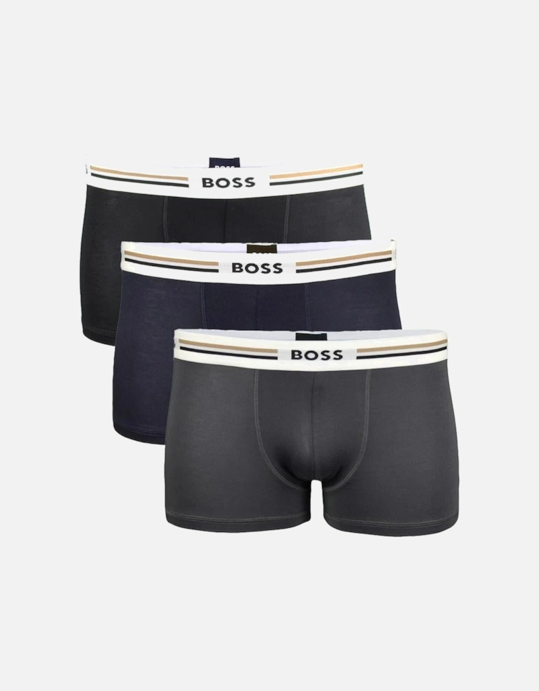BOSS 3-Pack Revive Boxer Trunks, Black/Grey/Navy