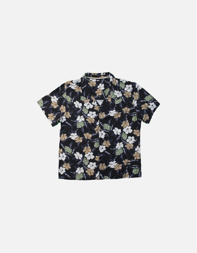 BOSS Relaxed Fit Beach Shirt, Black