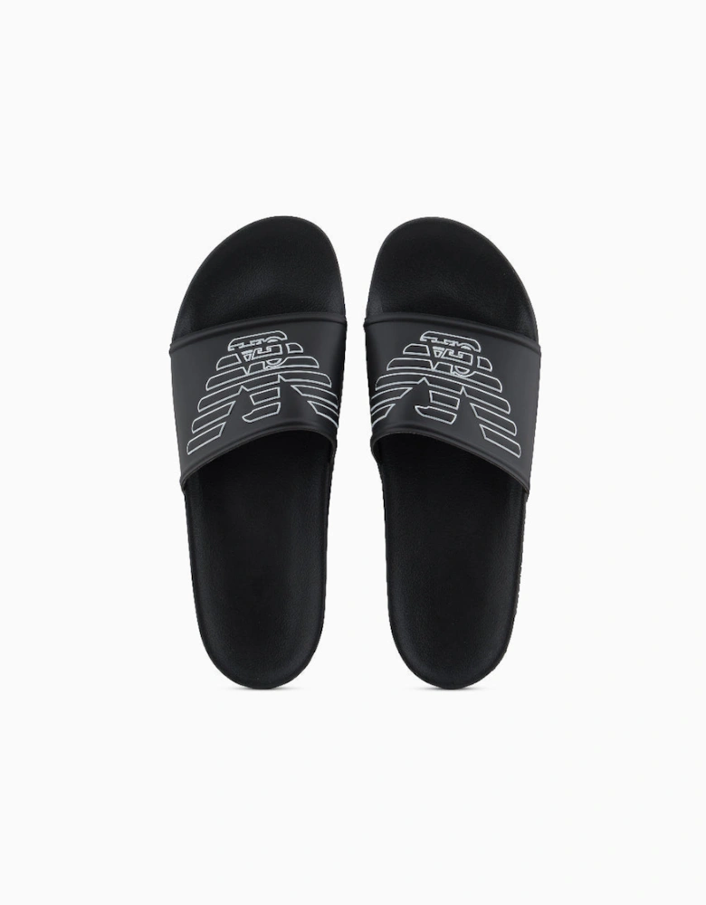 Embossed Eagle Logo Sliders, Black/White