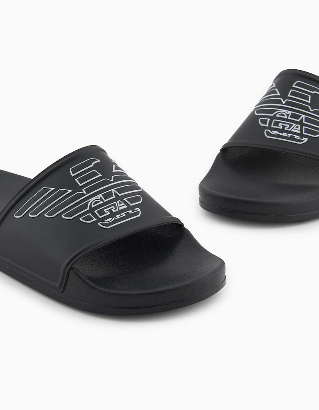 Embossed Eagle Logo Sliders, Black/White