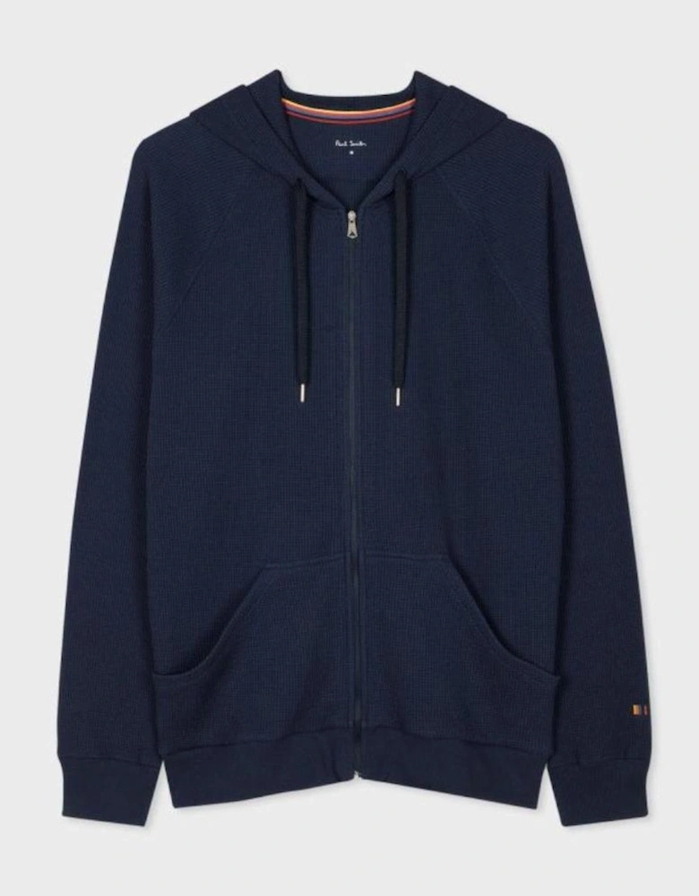 Full Zip Waffle Hoodie, Blue