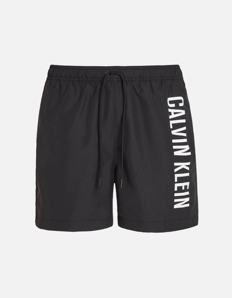 Medium Leg Length Drawstring Side Logo Swim Shorts, PVH Black