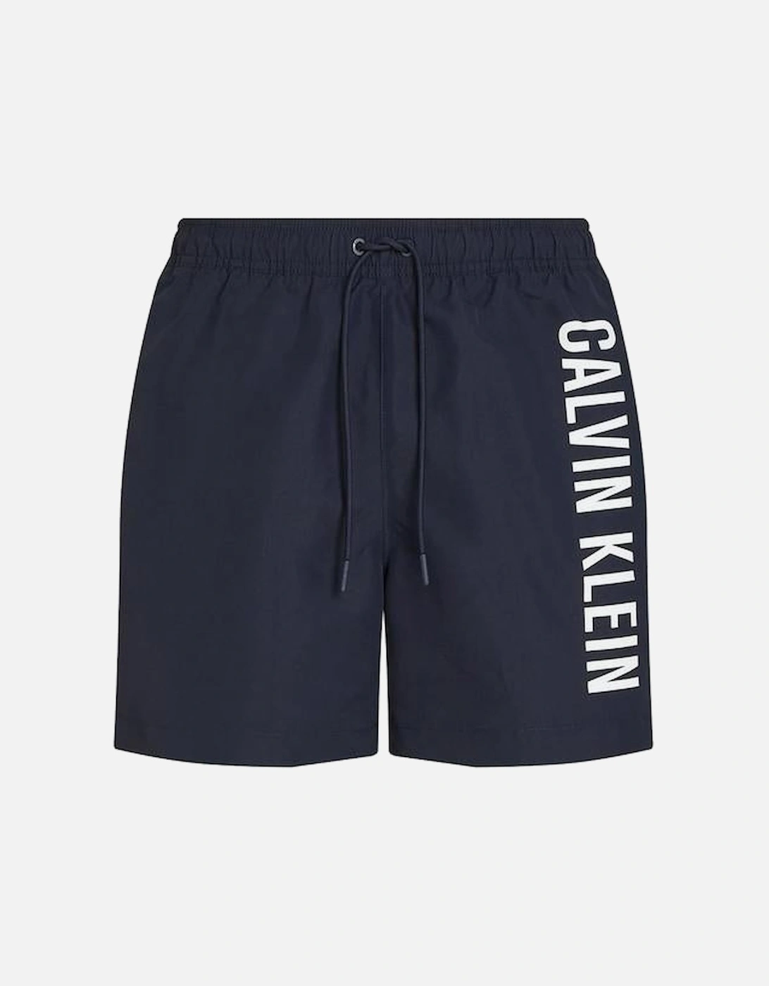 Medium Leg Length Drawstring Side Logo Swim Shorts, Dark Sapphire, 4 of 3