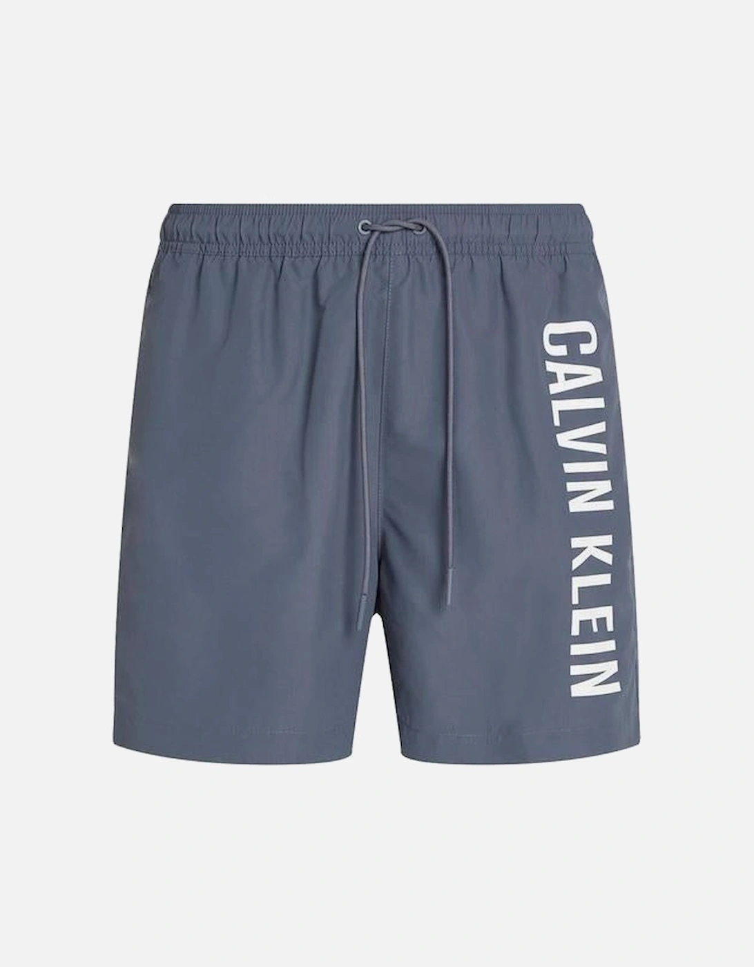 Medium Leg Length Drawstring Side Logo Swim Shorts, Grisaille, 4 of 3