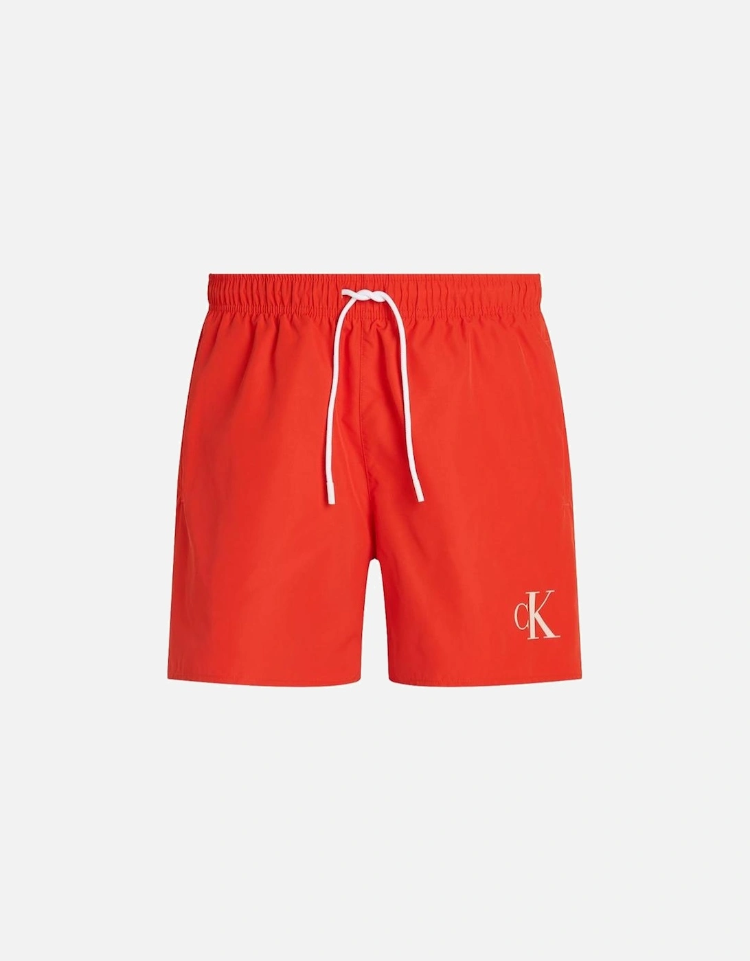 Medium Leg Length Drawstring CK Logo Swim Shorts, Flaming Chilli, 4 of 3