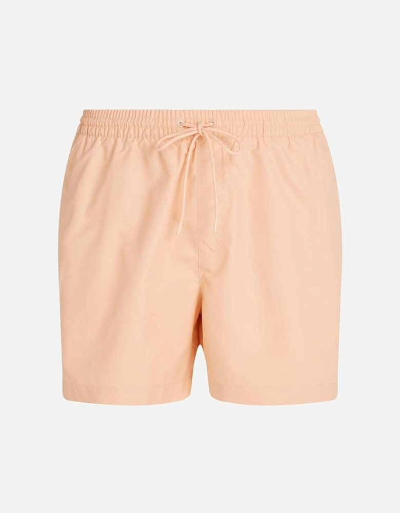 Medium Leg Length Drawstring Solid Swim Shorts, Light Cantaloupe